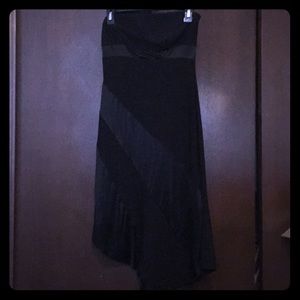 Strapless black assymetrical dress
